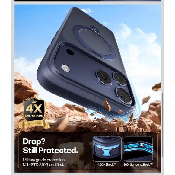 TORRAS Upgraded 360‎ Rotatable Magnetic Stand for iPhone 17 Pro Max Case- Clear - Picture 3 of 7